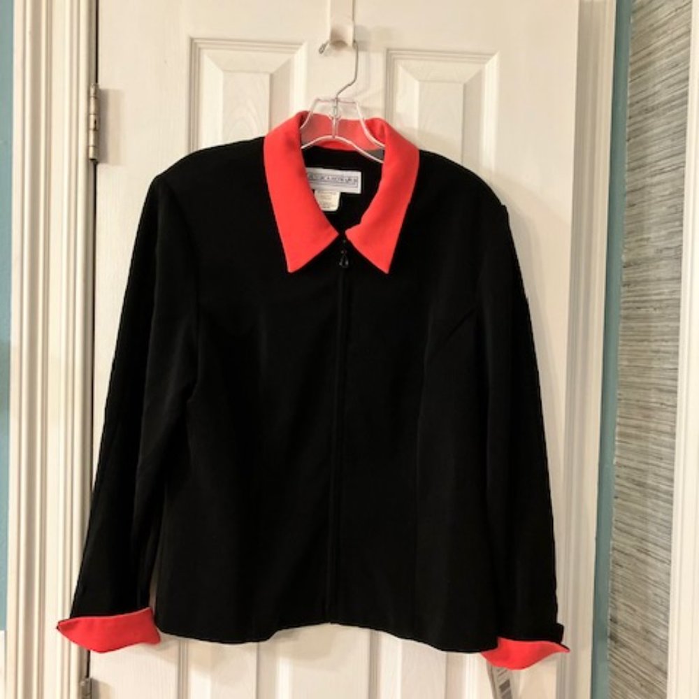 NWT! JESSICA HOWARD-Size 14/16 -Jacket/Blazer - Black & Coral - Zip Front - NEW!